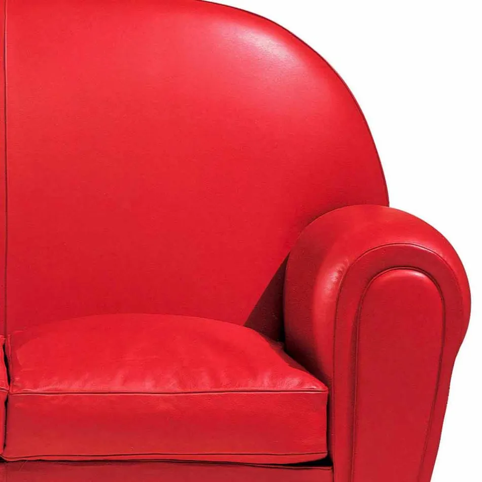 2-zitsbank bekleed met leer met gelakte poten Gemaakt in Italië - Pegolo Viadurini