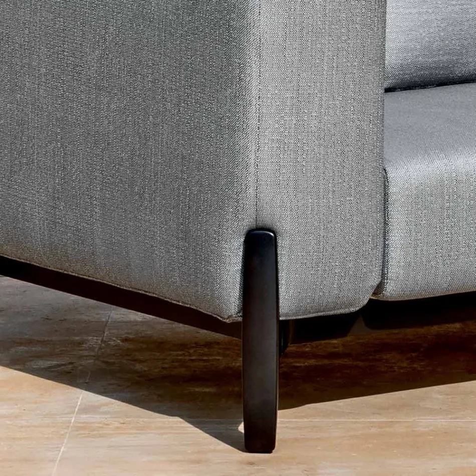 3-zits buitenbank van aluminium met poef en chaise longue - Filomena Viadurini