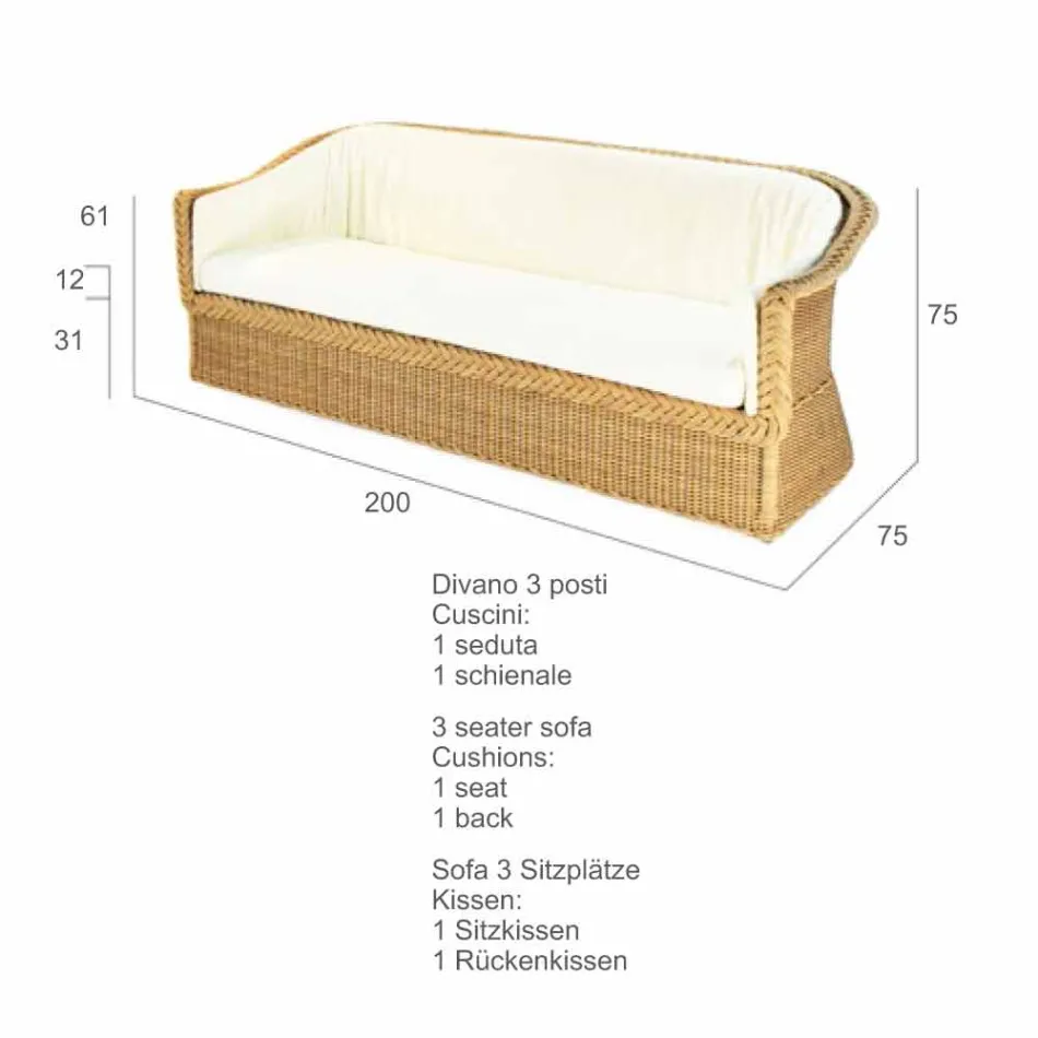 3 persoons outdoor polyetheen gevlochten in Oslo de hand Viadurini