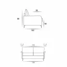 3-zits designbank L.185cm stof / eco-leer gemaakt in Erica, Italië Viadurini