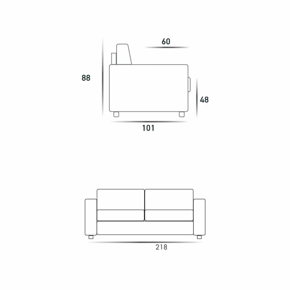 3-zits maxi-bank modern design eco-leer / stof gemaakt in Mora, Italië Viadurini