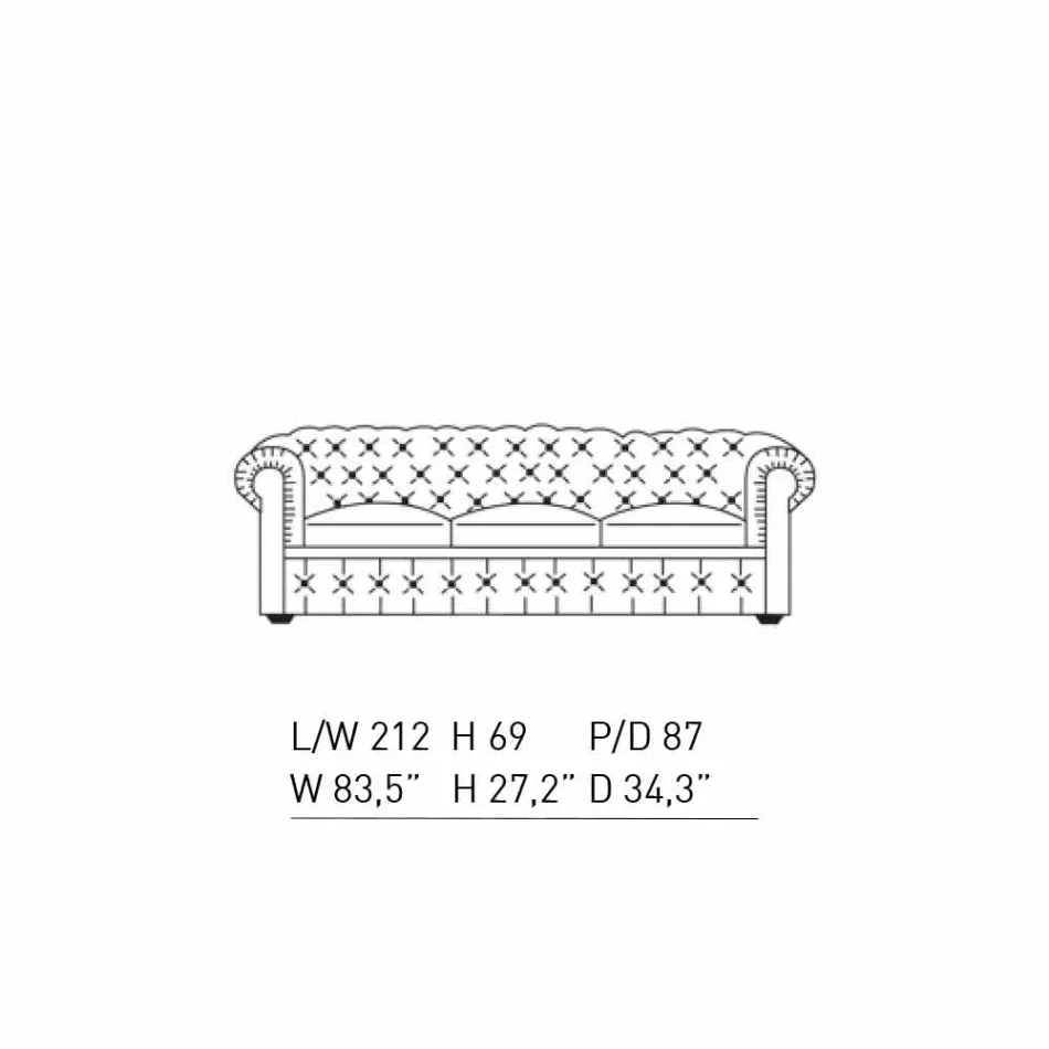 3-zitsbank bekleed met leer met gelakte poten Made in Italy - Idra Viadurini