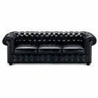 3-zitsbank bekleed met leer met gelakte poten Made in Italy - Idra Viadurini