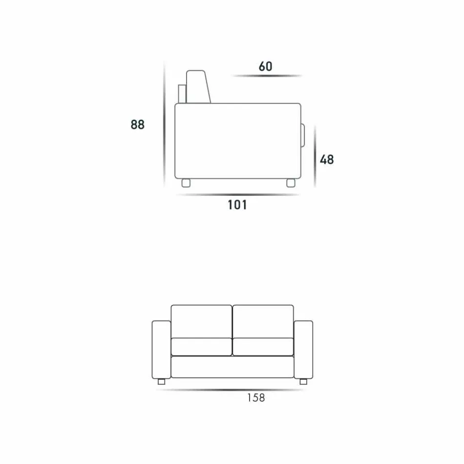 2-zitsbank modern design imitatieleer / stof gemaakt in Mora, Italië Viadurini