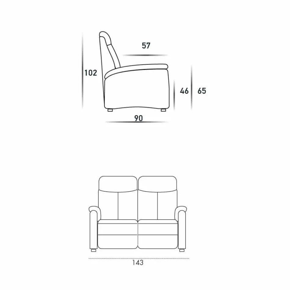 Moderne design 2-zitsbank in leer, eco-leer of Gelso-stof Viadurini