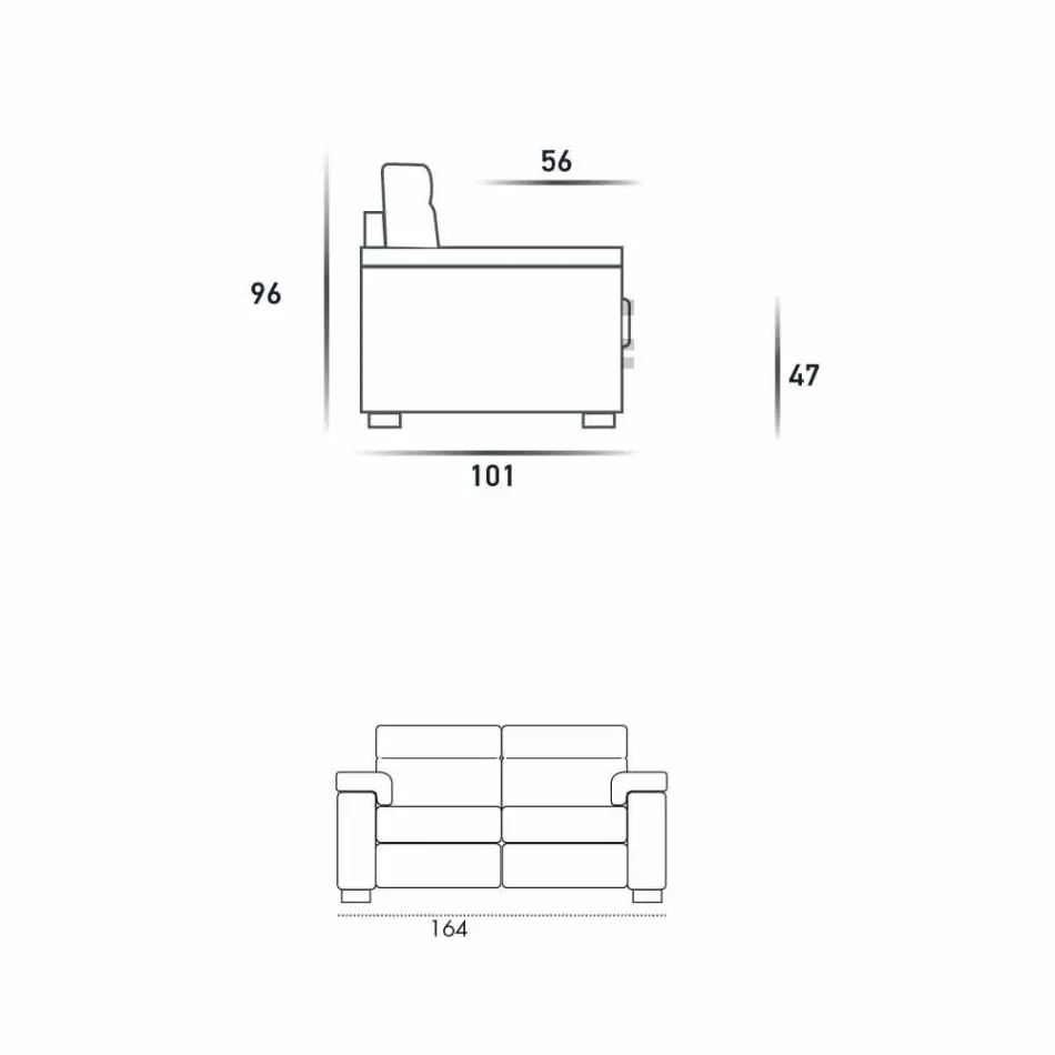 Design 2-zitsbank in stof of eco-leer Lilia, gemaakt in Italië Viadurini