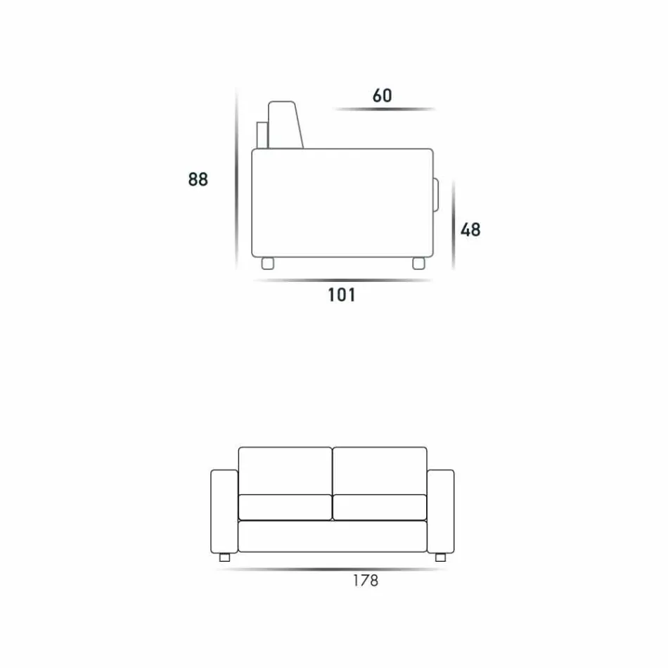 Moderne 2-zits maxi-bank in eco-leer / stof gemaakt in Mora, Italië Viadurini