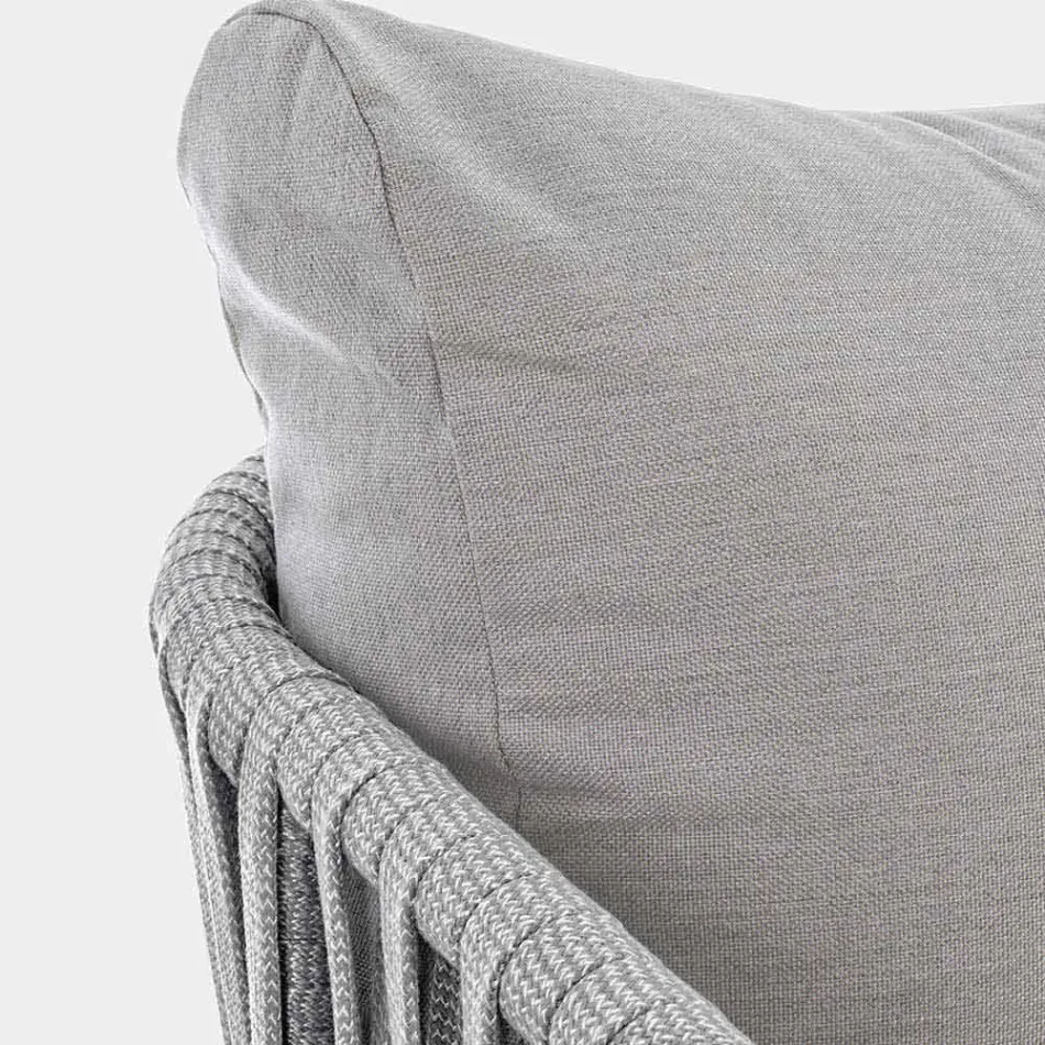 Homemotion - Rubio 3-zits design buitenbank in wit en grijs Viadurini