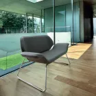 Loveseat in verchroomd staal en echte koeienhuid Cesare Viadurini