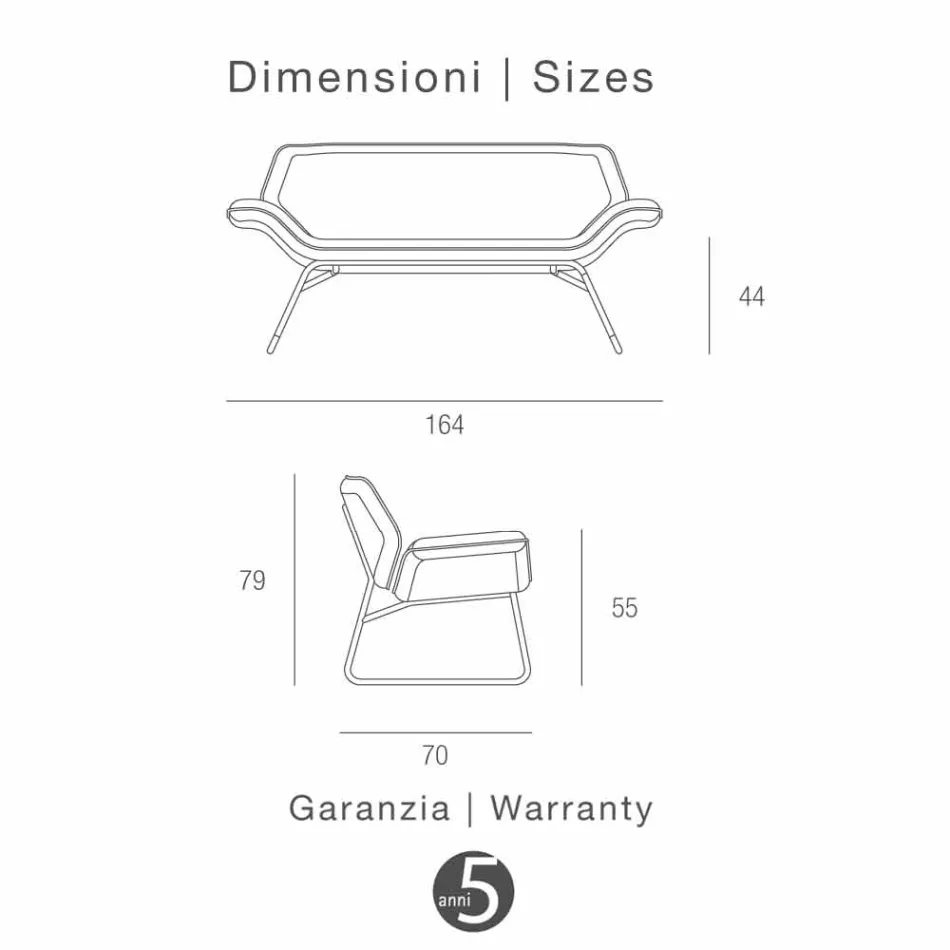 Loveseat in verchroomd staal en echte koeienhuid Cesare Viadurini