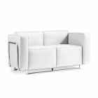 Sofa met twee moderne plaatsen in het wit kunstleer en verchroomde onderdelen Bugle Viadurini