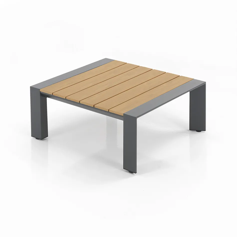 Hoekbank met salontafel voor buiten en binnen in aluminium - Mettre Viadurini