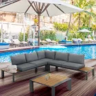 Hoekbank met salontafel voor buiten en binnen in aluminium - Mettre Viadurini