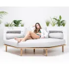 Zeshoekige tuinhoekbank in teak en touw - Bellatrix Viadurini