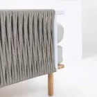 Zeshoekige tuinhoekbank in teak en touw - Bellatrix Viadurini