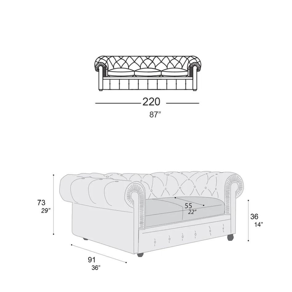 Klassieke bank met uienpoten in beukenhout Made in Italy - Spassoso Viadurini