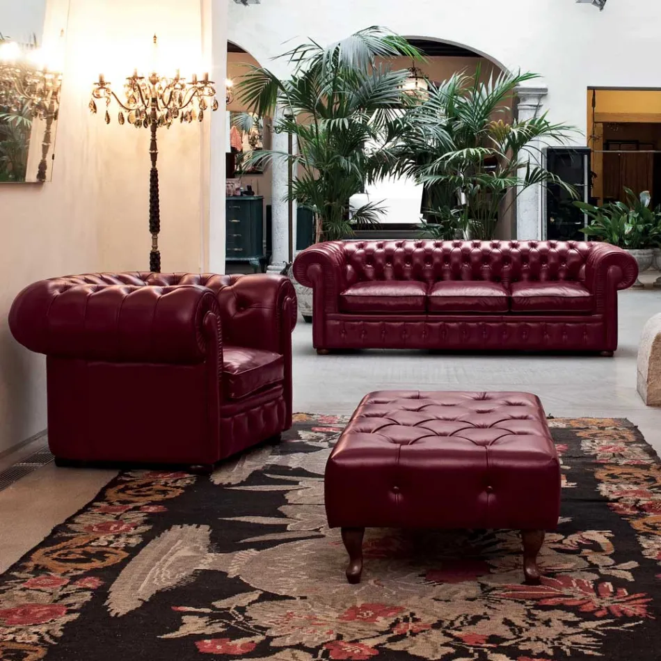 Klassieke bank met uienpoten in beukenhout Made in Italy - Spassoso Viadurini