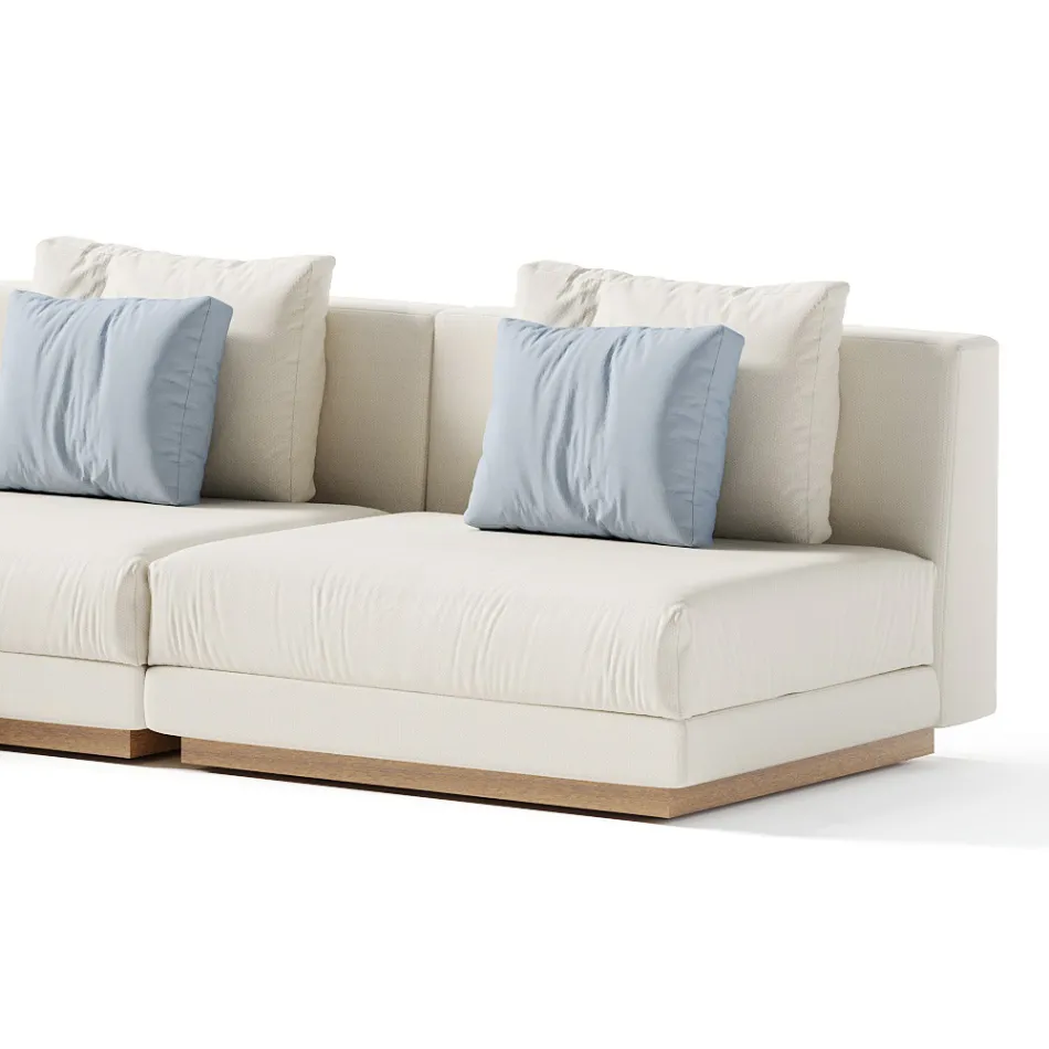 Modulaire buitenbank van gestoffeerde stof Made in Italy - Rubik Viadurini