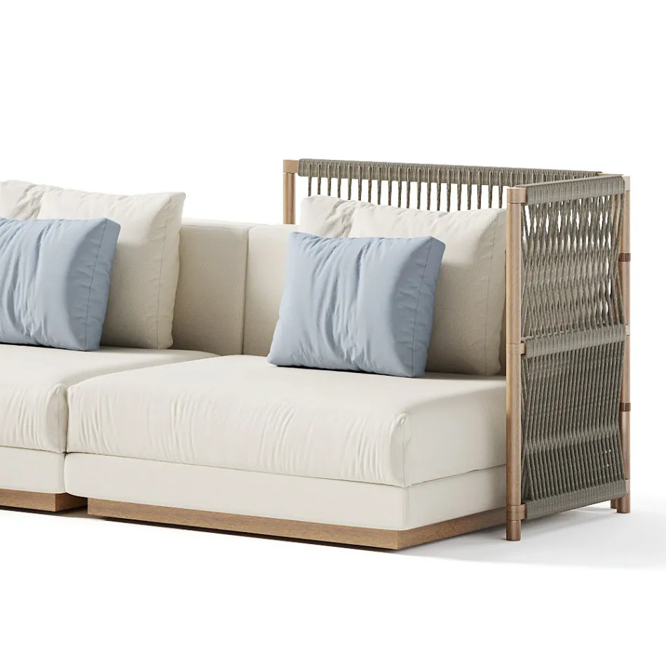 Modulaire buitenbank van gestoffeerde stof Made in Italy - Rubik Viadurini