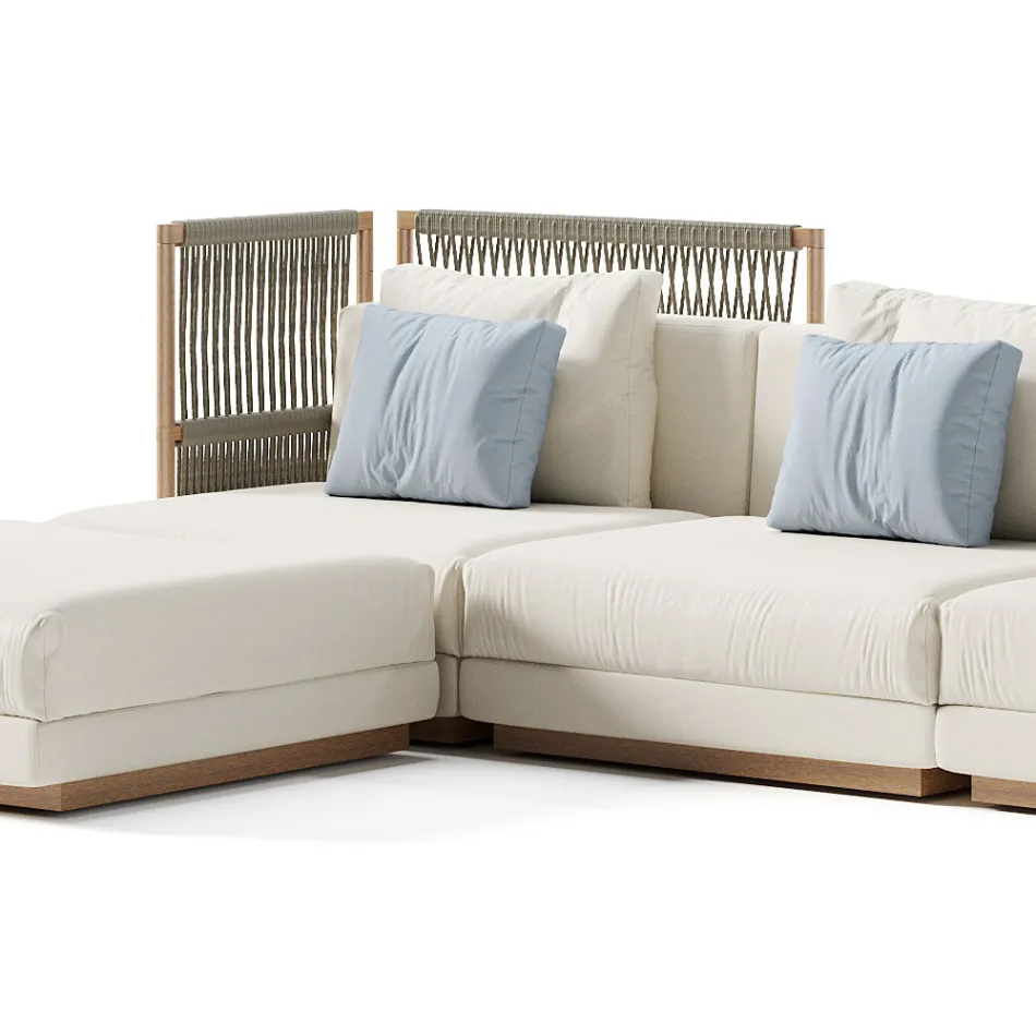 Modulaire buitenbank van gestoffeerde stof Made in Italy - Rubik Viadurini