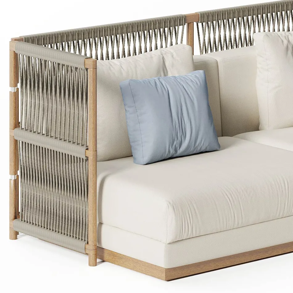 Sectionele tuinbank met C-vormige structuur in hout Made in Italy - Rubik Viadurini