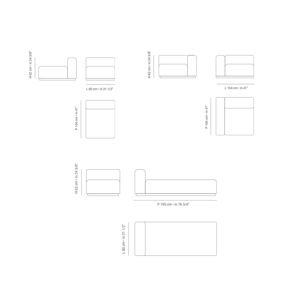Modulaire tuinbank in waterafstotende stof Made in Italy - Bahias Viadurini