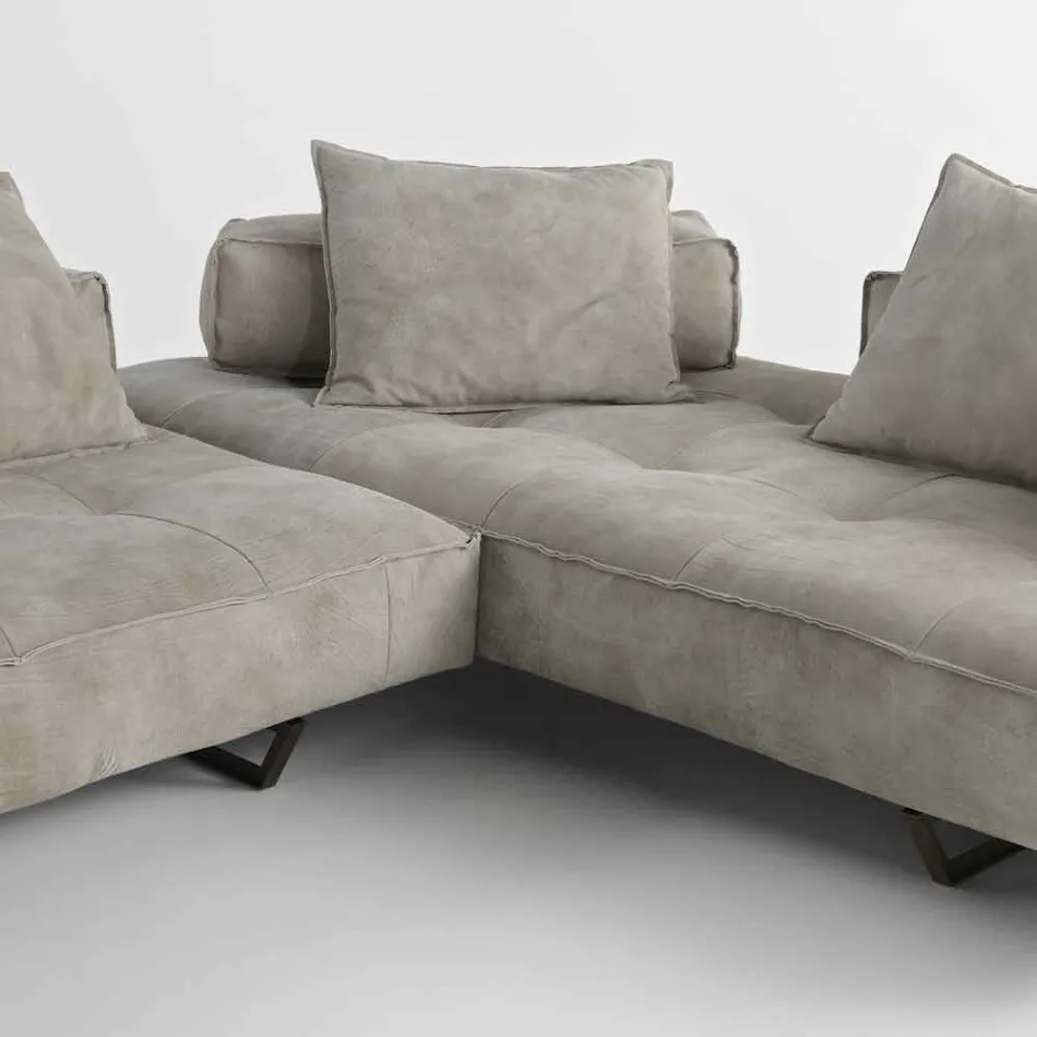 Sofa modern design Cardo, lederen bekleding Viadurini