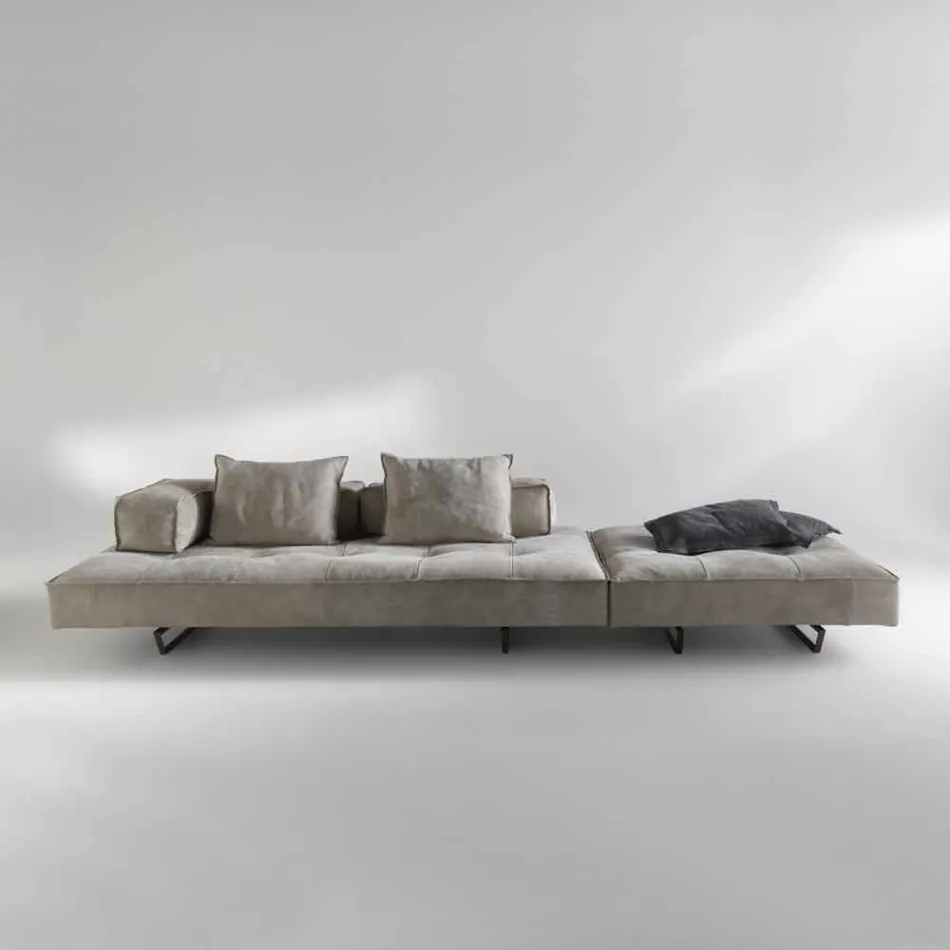 Sofa modern design Cardo, lederen bekleding Viadurini