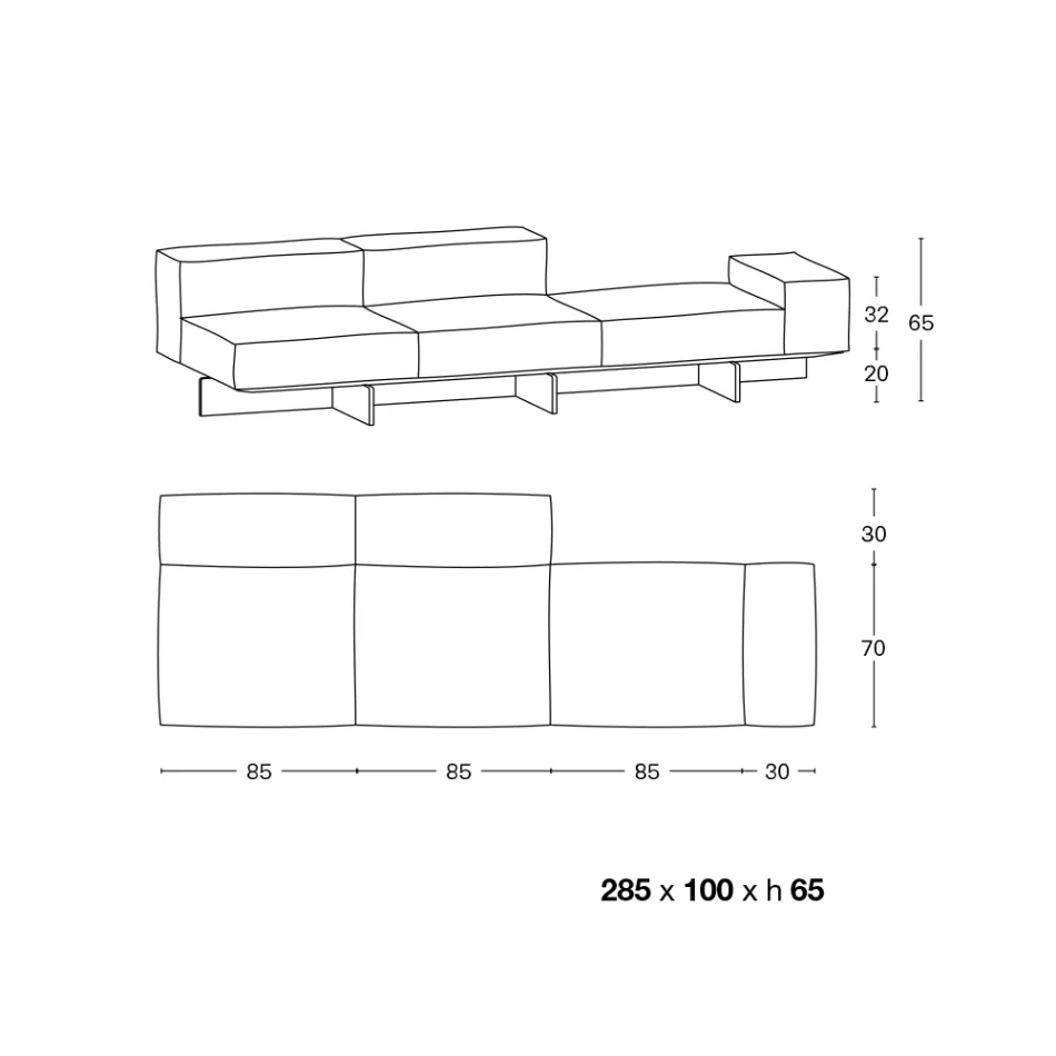 Bank met extra helder glazen voet en stoffen zitting Made in Italy - Rory Viadurini