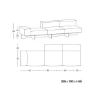 Bank met extra helder glazen voet en stoffen zitting Made in Italy - Rory Viadurini