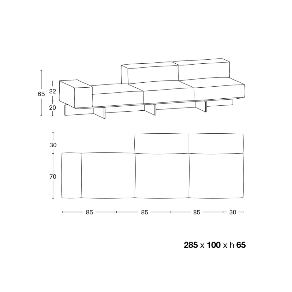 Bank met extra helder glazen voet en stoffen zitting Made in Italy - Rory Viadurini