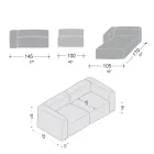 Bank met binnenschiereiland in geëxpandeerd polyurethaan - Buffo Viadurini