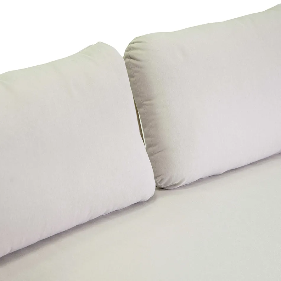 Bank met fauteuils en salontafel in wit aluminium voor de tuin - Tenda Viadurini