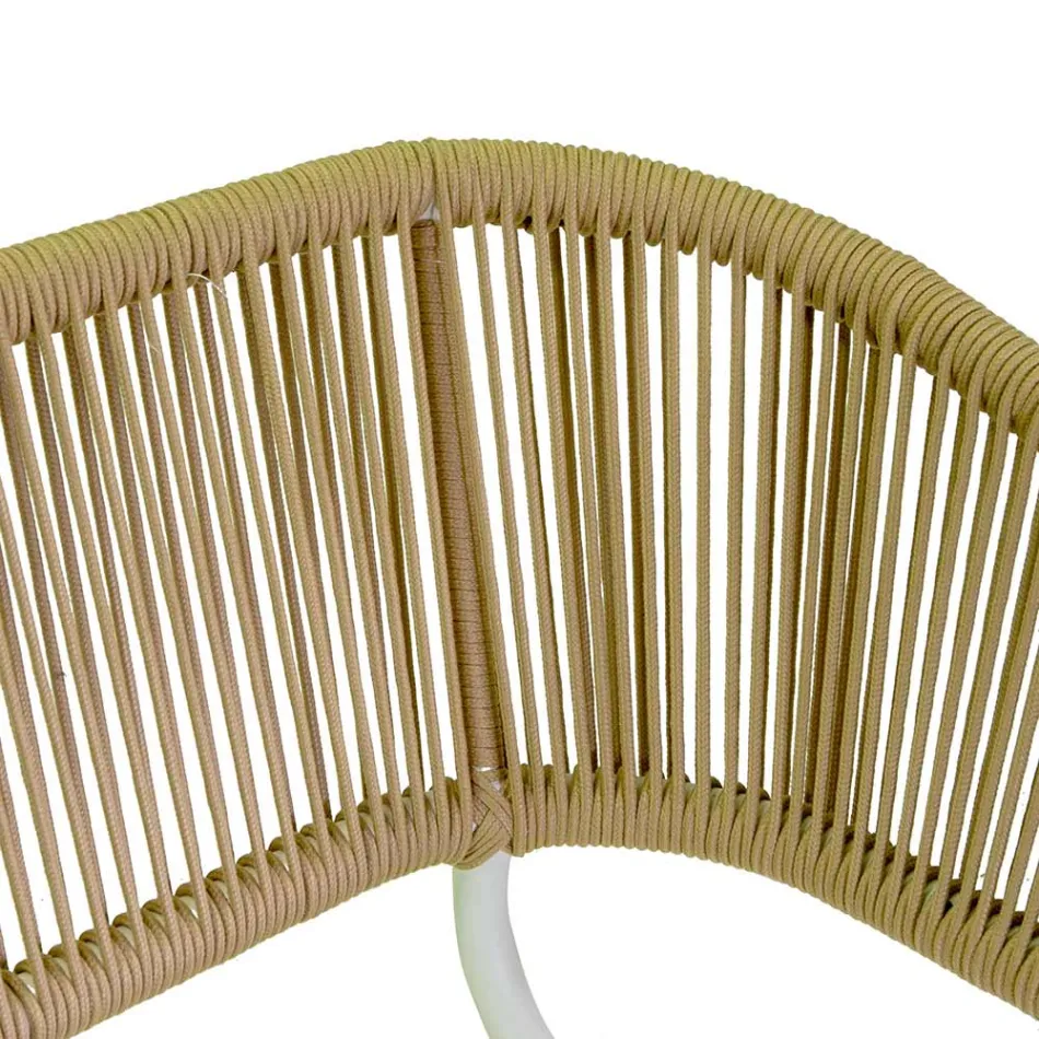 Bank met fauteuils en salontafel in wit aluminium voor de tuin - Tenda Viadurini