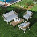 Bank met fauteuils en salontafel in wit aluminium voor de tuin - Tenda