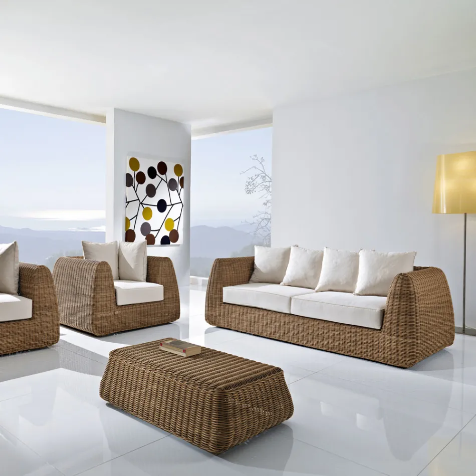 3-zits buitenbank van geweven polyrotan - Charlie Viadurini