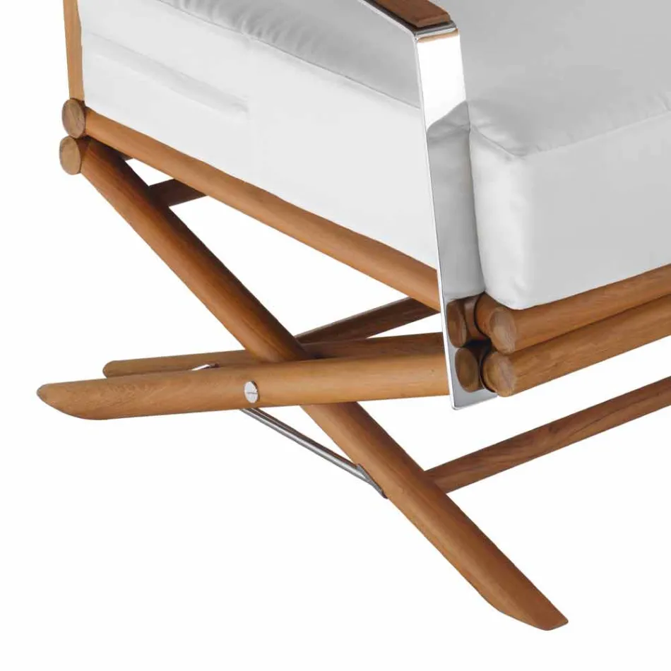 3-zits buitenbank in natuurlijk hout of zwart en luxe stof - Suzana Viadurini