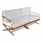 3-zits buitenbank in natuurlijk hout of zwart en luxe stof - Suzana Viadurini