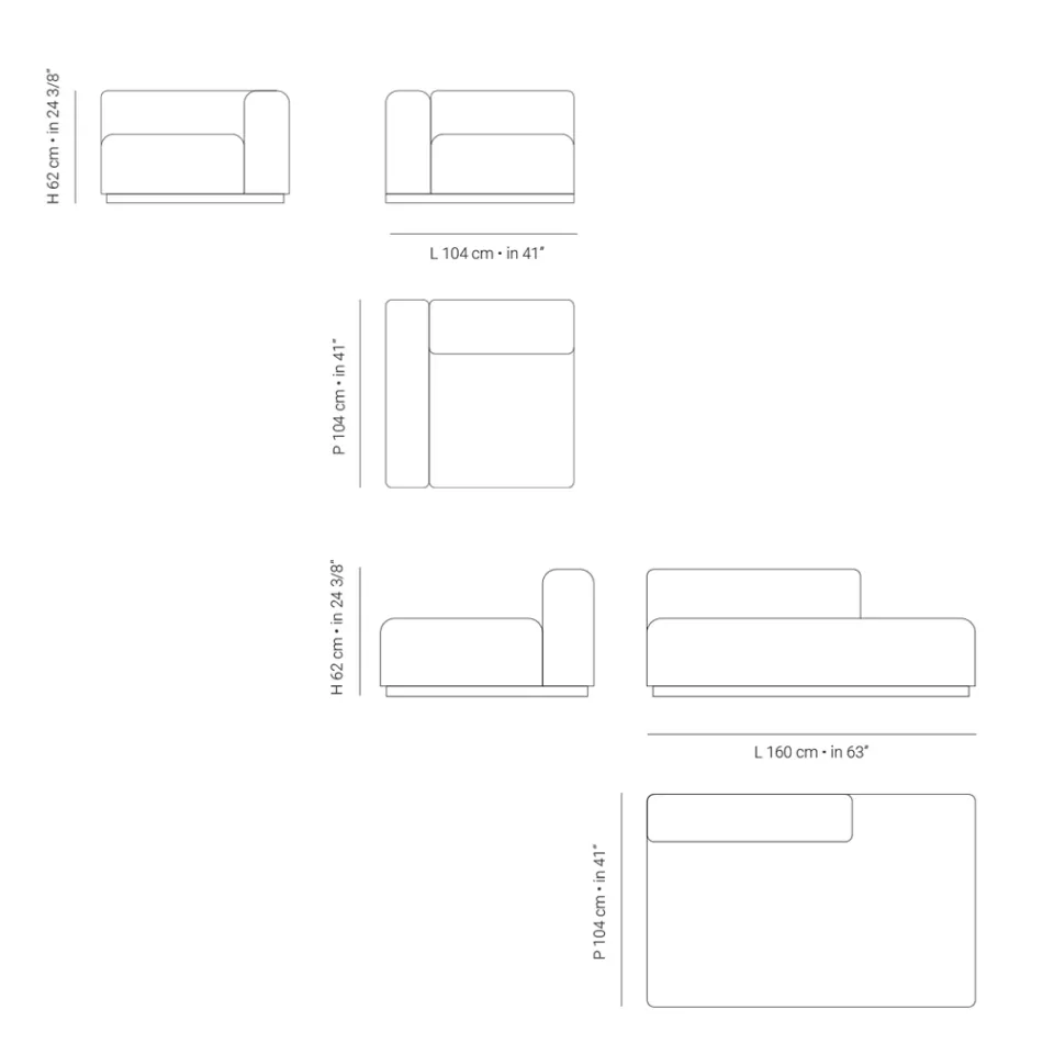 Modulaire buitenbank in multiplex gemaakt in Italië - Bahias Viadurini