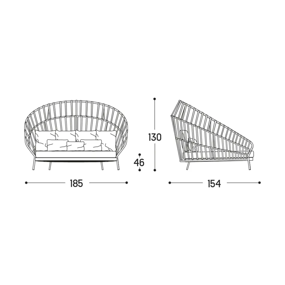 Buitenbank met kussens inbegrepen Gemaakt in Italië - Emmacross door Varaschin Viadurini
