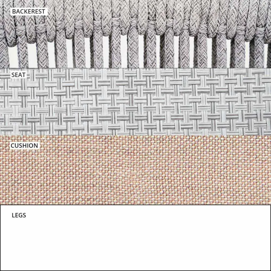 Stapelbare tweezitsbank voor buiten, gestoffeerde stof - Smart van Varaschin Viadurini