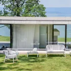 Stapelbare tweezitsbank voor buiten, gestoffeerde stof - Smart van Varaschin Viadurini