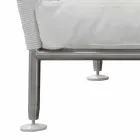 Buitenbank in staal en geweven PVC witte kussens - Ontario6 Viadurini