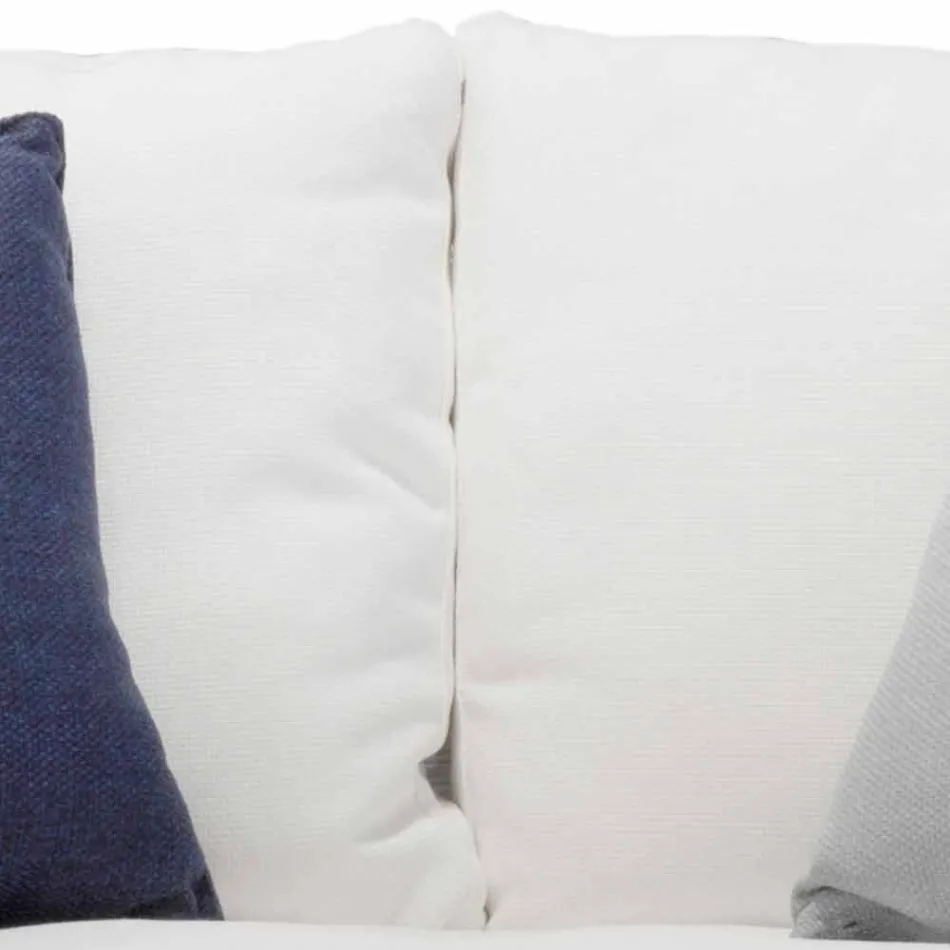 Buitenbank in staal en geweven PVC witte kussens - Ontario6 Viadurini