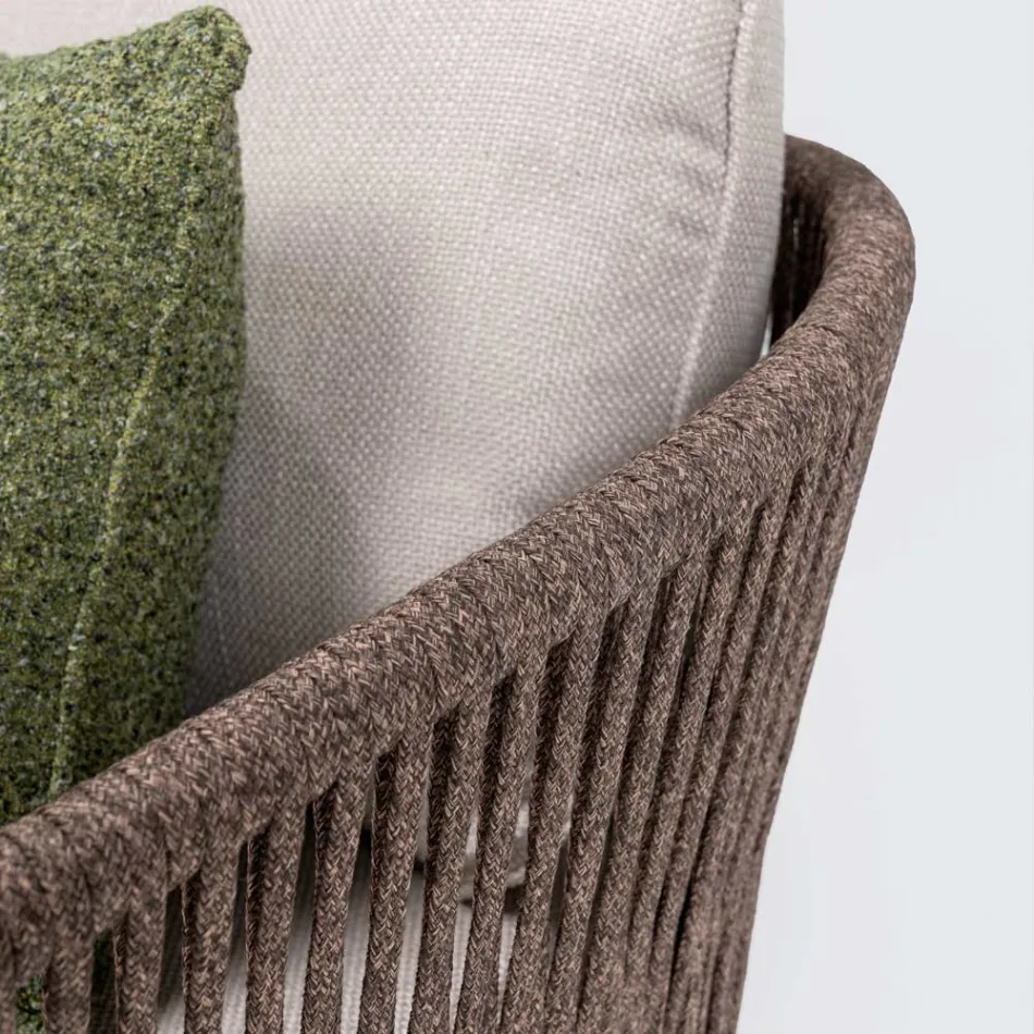 Buitenbank van teakhout en polyethyleenweefsel - Jhon Viadurini