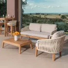 Buitenbank in teak en polyethyleen geweven - Jhon Viadurini