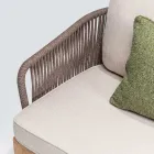 Buitenbank van teakhout en polyethyleenweefsel - Jhon Viadurini