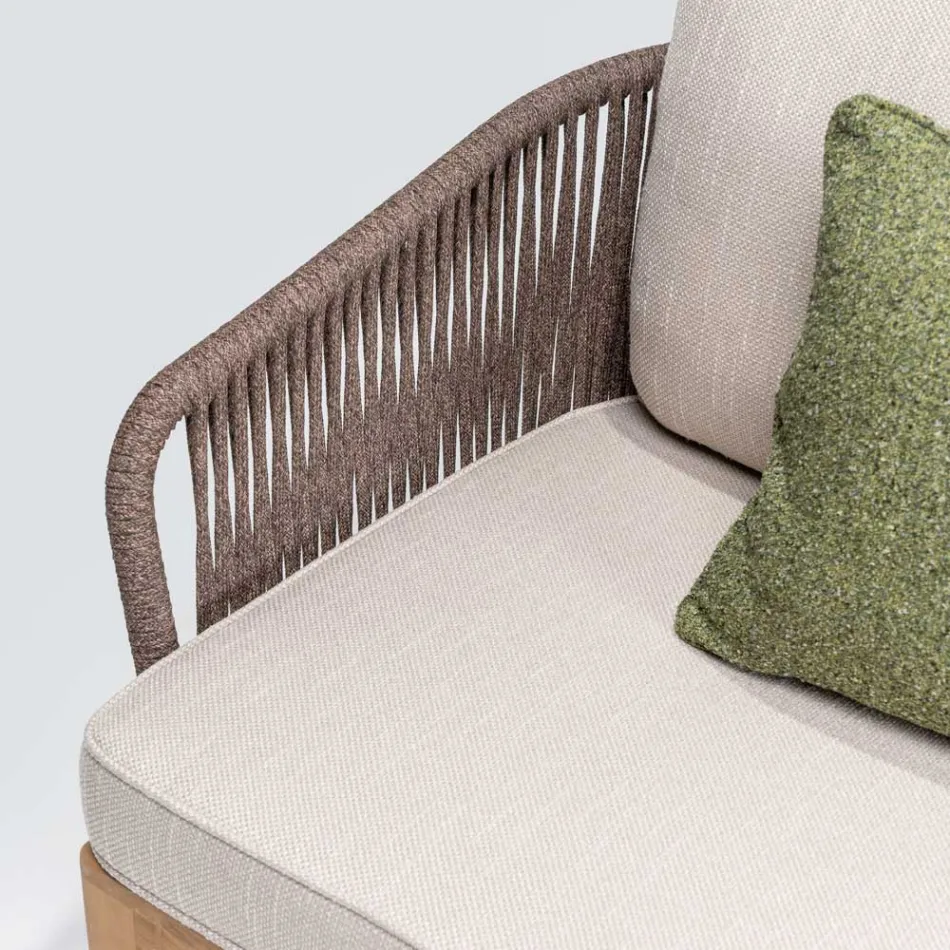 Buitenbank van teakhout en polyethyleenweefsel - Jhon Viadurini