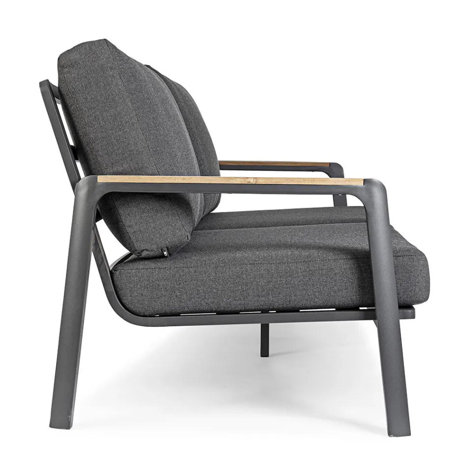 Buitenbank in stof met aluminium structuur, Homemotion - Cara Viadurini