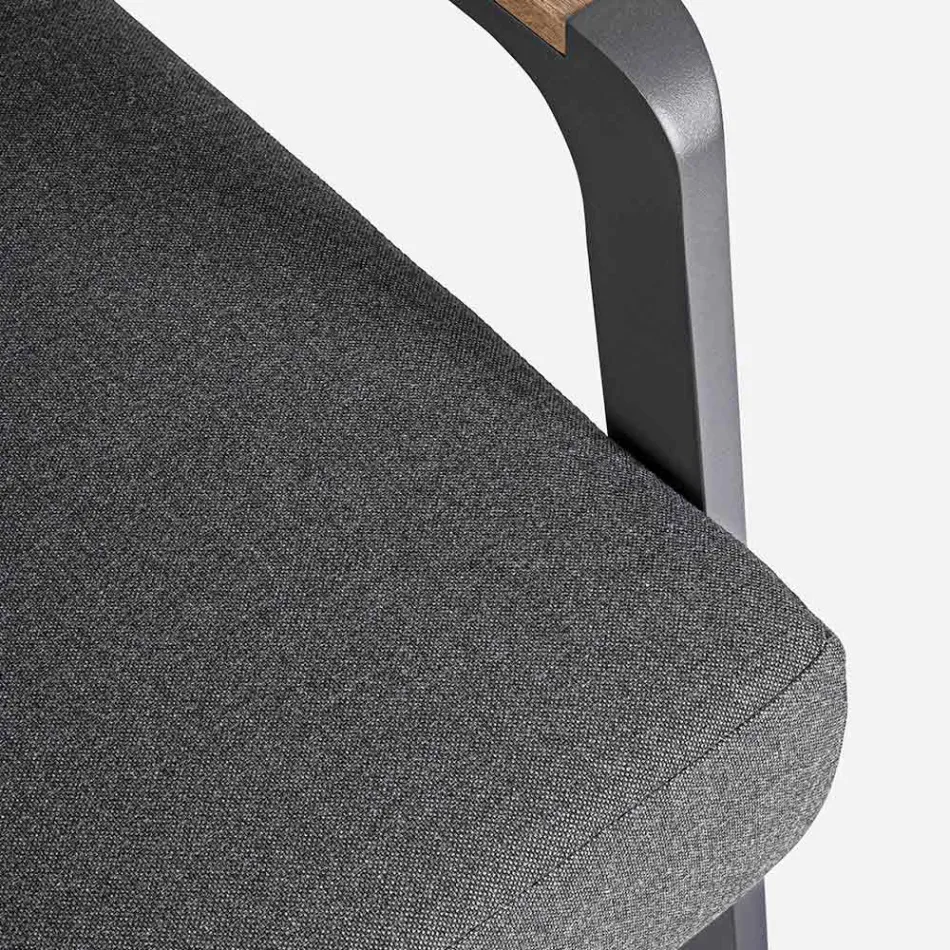 Buitenbank in stof met aluminium structuur, Homemotion - Cara Viadurini